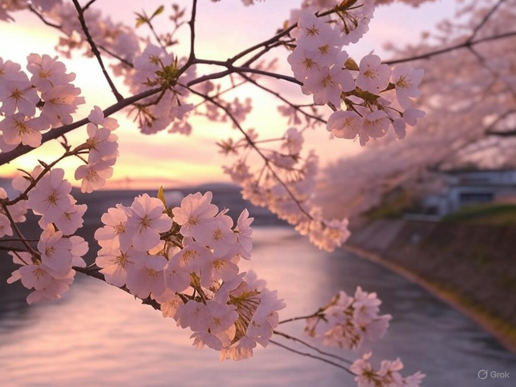 Blossoms at sunset
