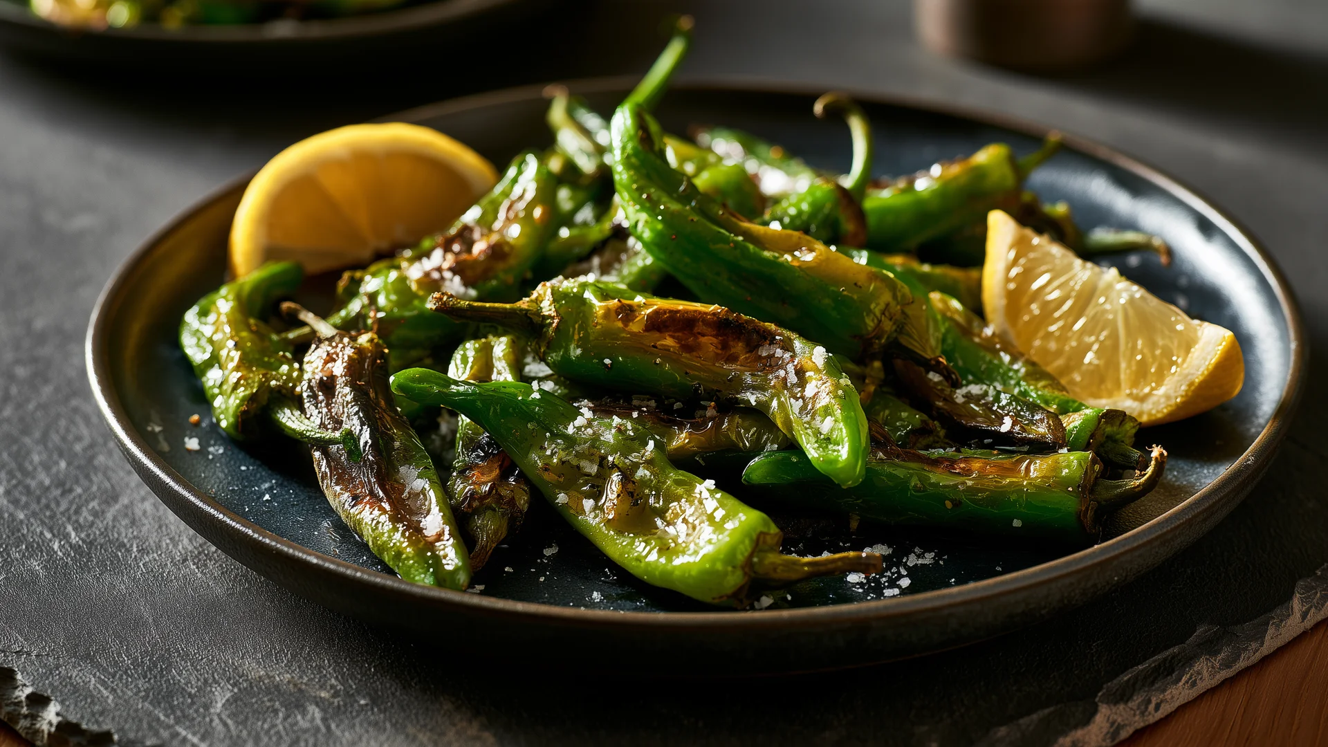 Charred shishito plate