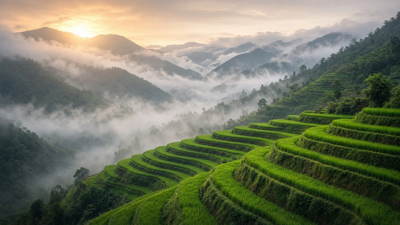 Rice terraces dawn
