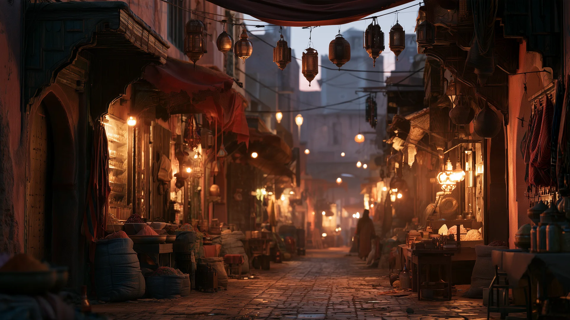 Marrakech souk dusk